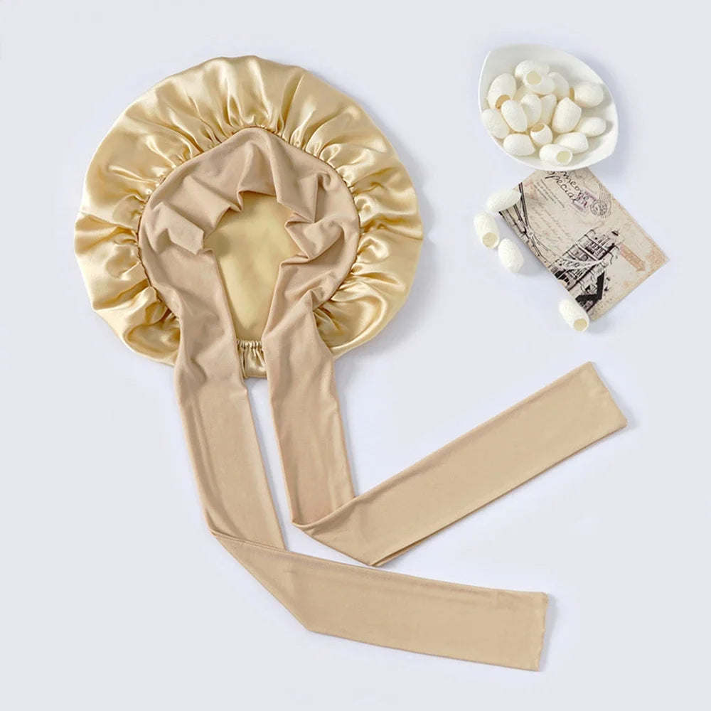 Aura Silk Co: 100% Mulberry Silk Sleeping Bonnet for Curly Hair – Adjustable & Damage-Free Hair Care