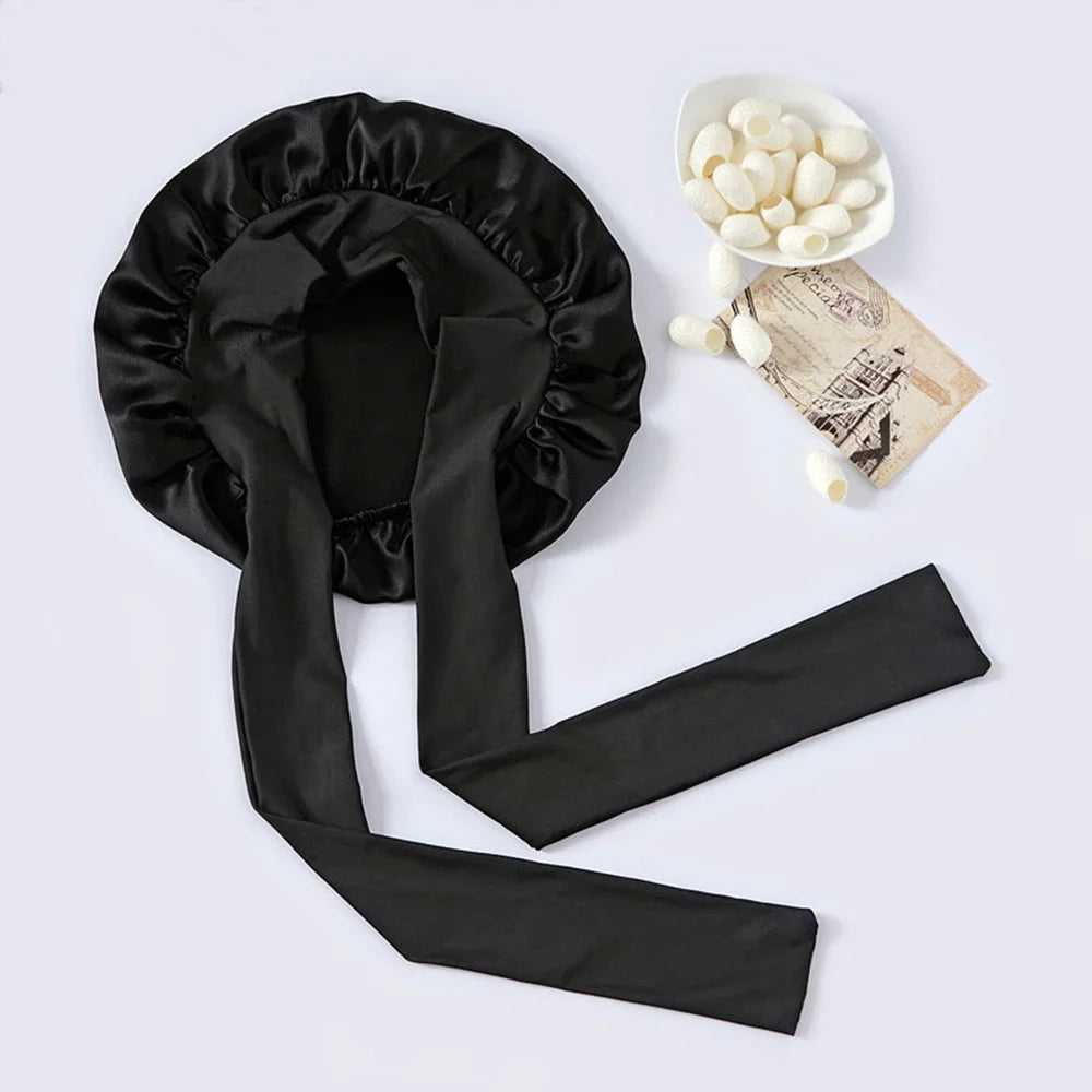 Aura Silk Co: 100% Mulberry Silk Sleeping Bonnet for Curly Hair – Adjustable & Damage-Free Hair Care