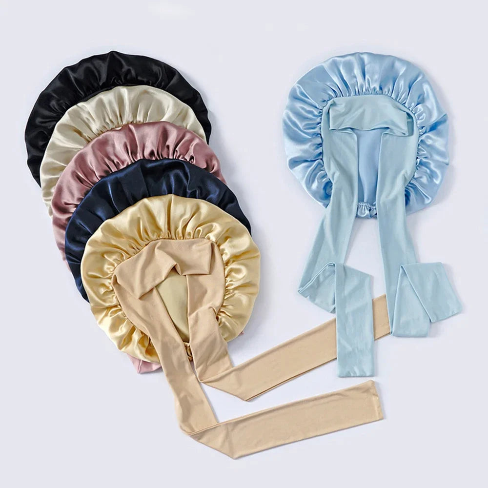 Aura Silk Co: 100% Mulberry Silk Sleeping Bonnet for Curly Hair – Adjustable & Damage-Free Hair Care