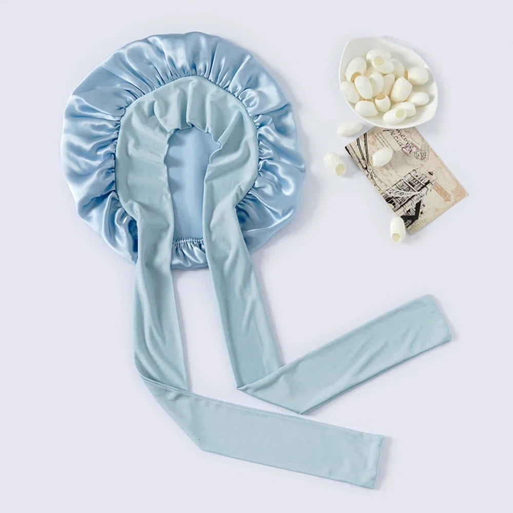 Aura Silk Co: 100% Mulberry Silk Sleeping Bonnet for Curly Hair – Adjustable & Damage-Free Hair Care