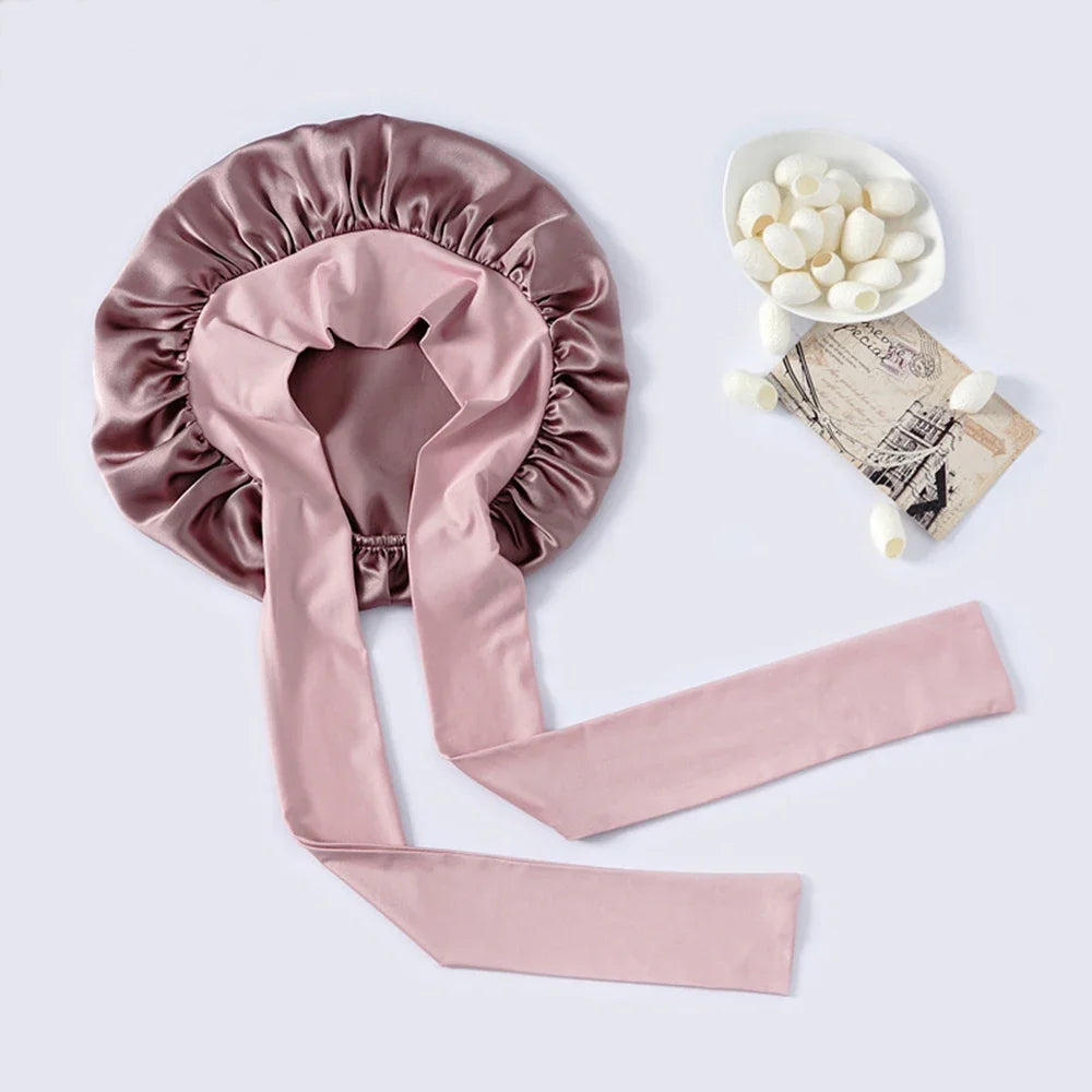 Aura Silk Co: 100% Mulberry Silk Sleeping Bonnet for Curly Hair – Adjustable & Damage-Free Hair Care